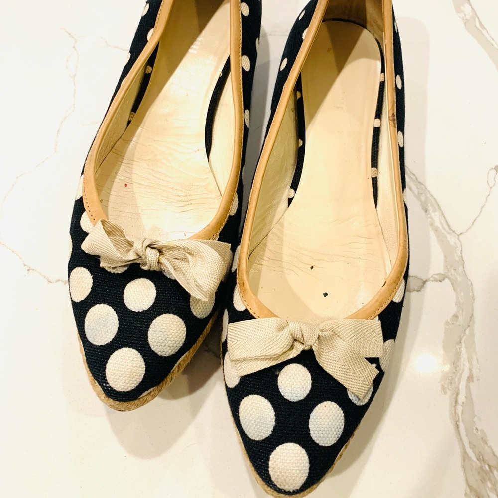 miu miu espadrille harajuku skimmer flats black polka dot canvas jute 8US/39EU